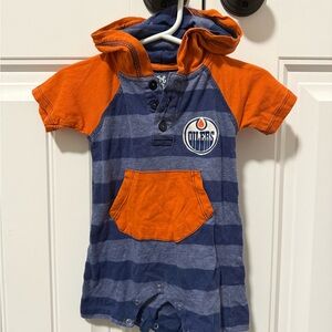 NHL Edmonton Oilers Blue and Orange Striped Hoodie One-Piece